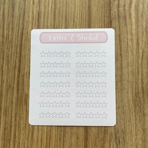 Sticker sterbeoordeling | plannersticker, dagboek, bullet journal, klein pictogram, ruimte, boektracker, leesdagboek, tv-dagboek, gewoontetracker