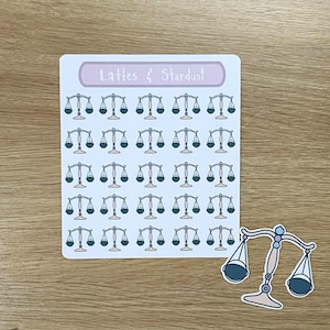Süßes Astrologie Sternzeichen Waage Stickerbogen mit zusätzlichem großen Aufkleber | Horoskop, griechische Zeichen, Sternzeichen, Waage, Sternsymbol