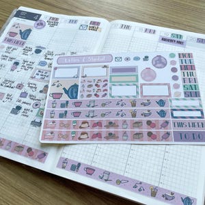 Kit de Planejador de Primos Hobonichi | Kit de Adesivos Semanais | Adesivos para Chá e Sobremesas | Kit de Adesivos para Planejador de Primos | Adesivos Funcionais | Washi