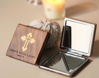 Miroir compact gravé avec versets de la Bible, cadeau biblique personnalisé pour femme, cadeau religieux