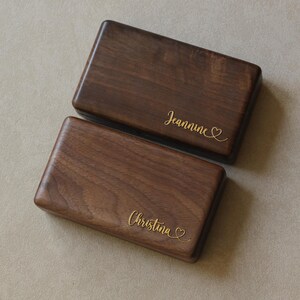 Personalized Walnut Jewelry Box – Brass Name Inlay Keepsake image 2