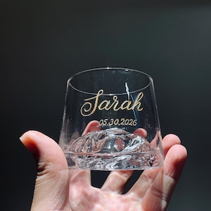 Hand-Engraved Whiskey Glass, Personalized Calligraphy Name, Father’s Day Gift, Wedding Gift for Couple