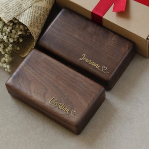Personalized Walnut Jewelry Box – Brass Name Inlay Keepsake image 1