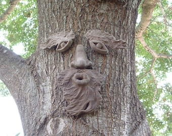 Old Man Winter Tree Face Handcrafted in USA Concrete Garden Decor Gift