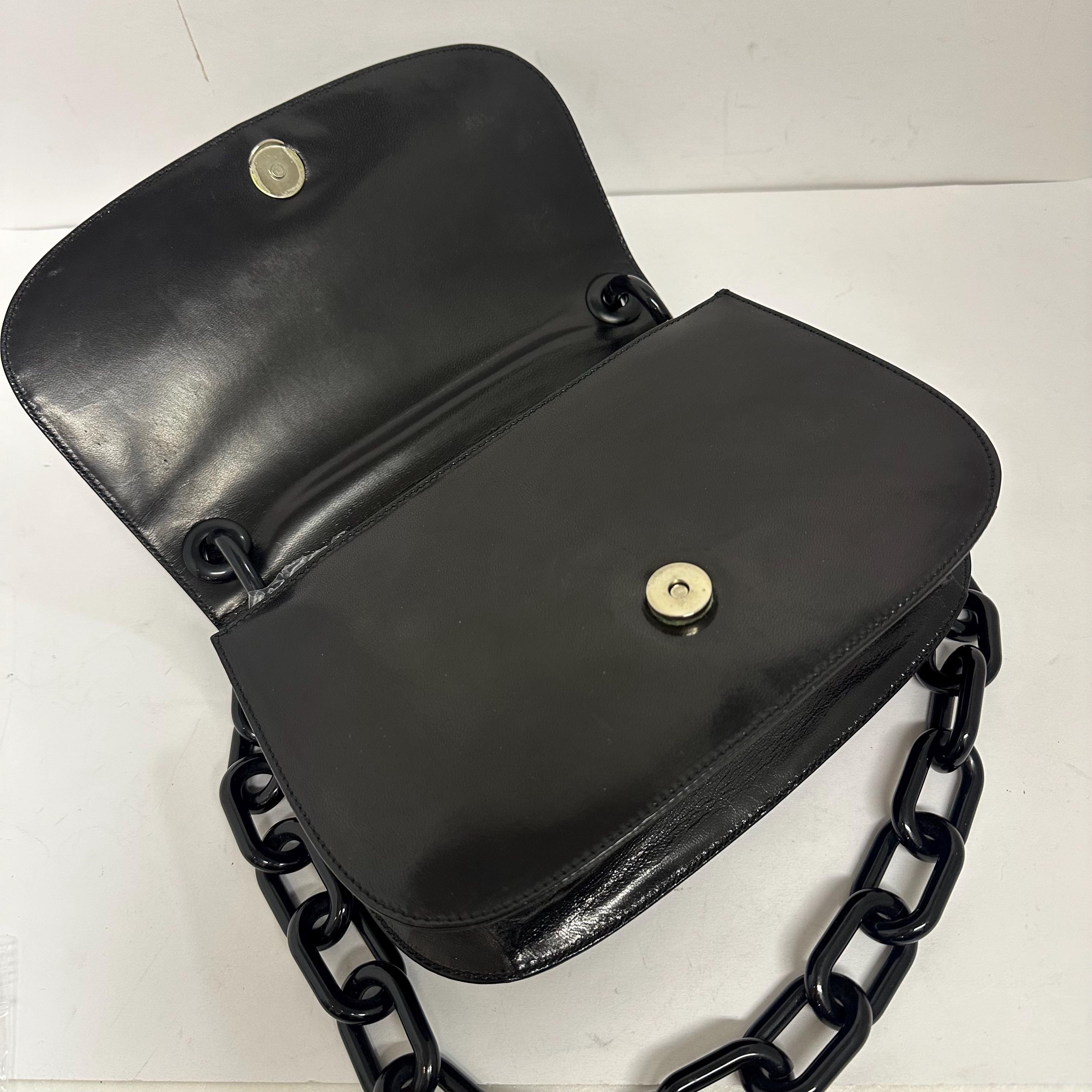 PRADA Vintage Madras Swing Leather Shoulder Bag With Plastic Chain