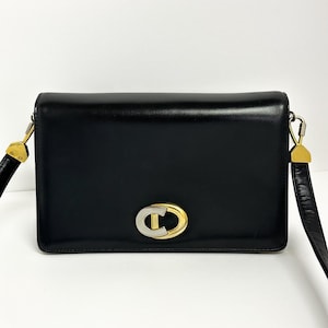 Limited Time Sale 20% OFF! Vintage Christian Dior Black Leather Shoulder Bag with CD Logo Clasp – 1990s One Shoulder Bag