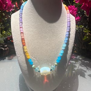 Dainty Rainbow Necklace, Summer Necklace, Gift for Her, Rainbow Candy Color Necklace, Gift for Mom
