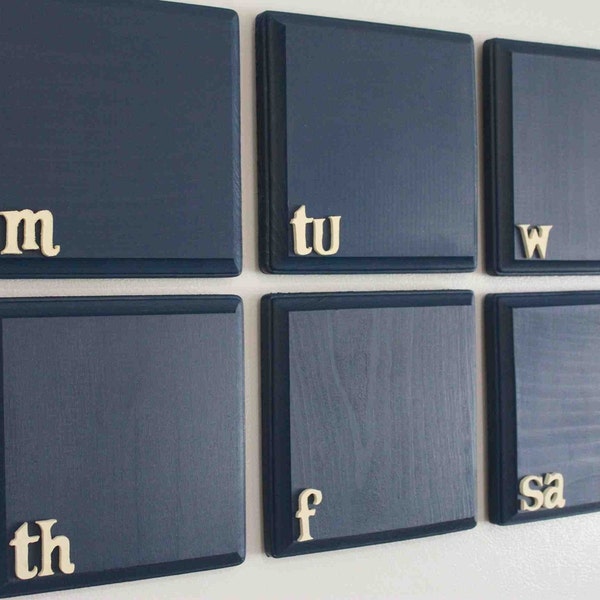 Bigger Magnetic Chalkboard Weekly Calendar (Navy w/ Cream Letters)