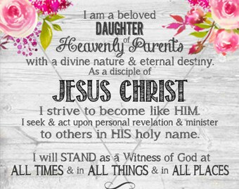 YW Jonge Vrouwen Thema Kerk van Jezus Christus LDS Latter Day Saint thema YW Digitaal beeld 24"x36", 20x30, 12x18, 8x12, 4x6
