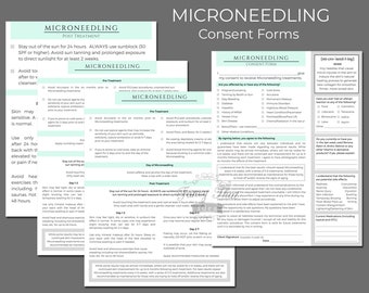 MICRONEEDLING Client Consent Intake Treatment Forms, Esthetics, Esthetician