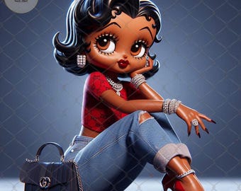 Black Betty Boop png, Classy Betty boop, Boujee Betty Boop, StreetWear Betty Boop, DTF, heat transfer,Betty boop png, tshirt design Clipart