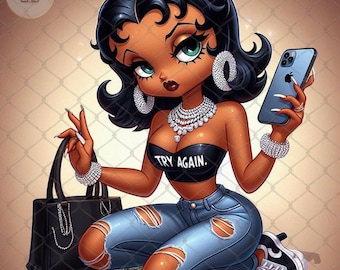 Black Betty Boop PNG: Bougie Classy Design, T-Shirt Art (Digital Download