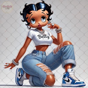Black Betty Boop png, Classy Betty boop, Boujee Betty Boop, StreetWear Betty Boop, DTF, heat transfer,Betty boop png, tshirt design Clipart