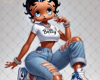 Black Betty Boop png, Classy Betty boop, Boujee Betty Boop, StreetWear Betty Boop, DTF, heat transfer,Betty boop png, tshirt design Clipart