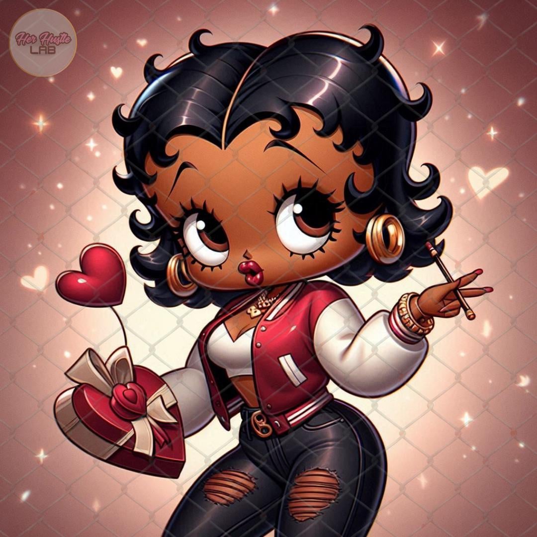 Black Betty Boop Valentines Day, Afro Betty Boop Png, Betty Boop