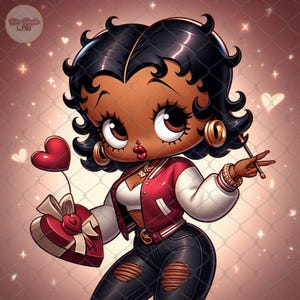 Black Betty Boop Valentines Day, Afro Betty Boop png, Betty Boop Valentine, Betty Boop png, Afro Betty Boop Png, Black Betty Boop Clipart