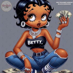 Boujee Black Betty Boop png, Classy Black Betty boop high resolution, DTF,  Svg file, Chibi Art Betty boop svg, tshirt design sublimation