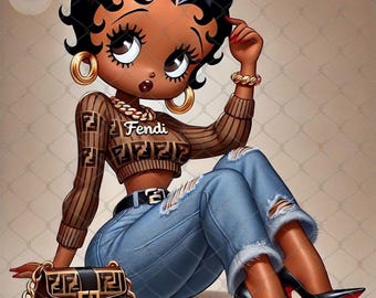 Black Betty Boop png, Classy Betty boop, leg kick in red heels, high resolution, DTF, heat transfer, Svg file, Betty boop svg, tshirt design