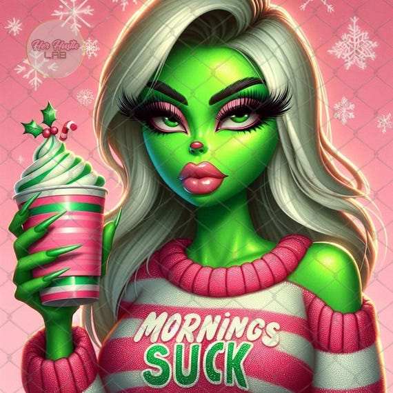 Girl Grinch Png, Grinch and Coffee, Girly Grinch Png, Grinches Png, Woman Grinch, Bougie Grinch Png, Classy Grinch, Girly Grinch Clipart