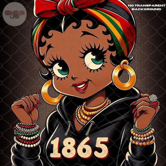 Juneteenth Black Betty Boop PNG: Afro Woman, Freedom Day (digital