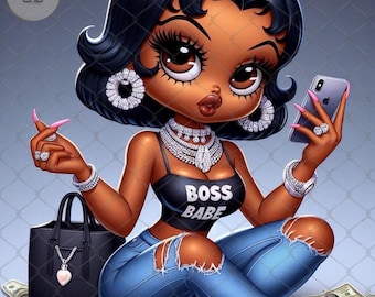 Black Betty Boop png, Classy Betty boop, Boujee Betty Boop, StreetWear Betty Boop, DTF, heat transfer,Betty boop png, tshirt design Clipart