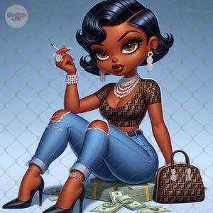 Boujee Black Betty Boop png, Classy Black Betty boop high resolution, DTF,  Svg file, Chibi Art Betty boop svg, tshirt design sublimation
