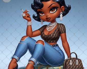 Boujee Black Betty Boop png, Classy Black Betty boop high resolution, DTF,  Svg file, Chibi Art Betty boop svg, tshirt design sublimation