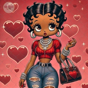 Boujee Black Betty Boop Valentines Day, Afro Betty Boop png, Betty Boop Valentine, Betty Boop png, Afro Betty Boop Png, Black Betty Boop
