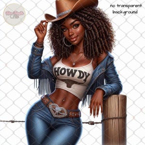 Black Cowgirl PNG: Western Clipart, Black Girl Magic (Digital Download)
