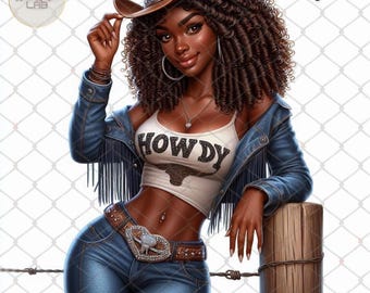 Black Cowgirl PNG: Western Clipart, Black Girl Magic (Digital Download)