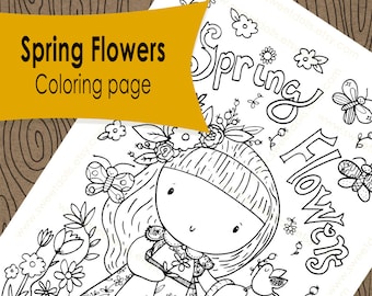 1 Cute kids Coloring page, Spring flowers, Fun kids activities