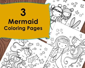 3 Coloriages sirènes, Sous la mer, Coloriages sirènes amusants de l’océan, Coloriage enfants