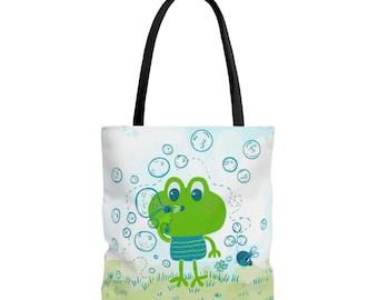 Cute Bubble Blowing Frog Tote Bag