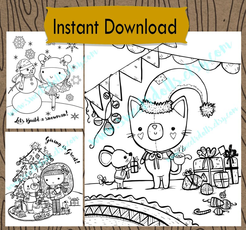 Holiday Coloring pages, Christmas coloring pages, Cute coloring pages for kids image 2