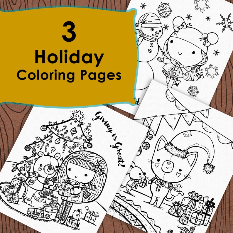 Holiday Coloring pages, Christmas coloring pages, Cute coloring pages for kids image 1