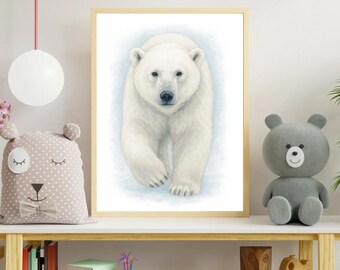 Polar Bear Nursery Prints Set | Watercolor Arctic Animals (Digital Download)