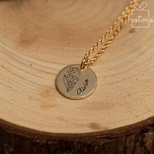 Personalized Birth Month Flower Necklace with Birthstone - Birthday Gift for Her -  Mother&#39;s Birthday Gift - Birthday Jewelry Gifts for Wife