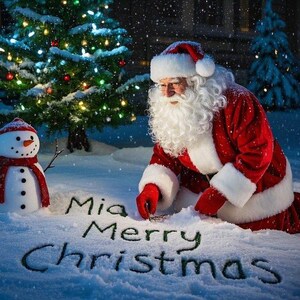 Papá Noel escribiendo el nombre de su hijo en la nieve, mensaje personalizado hecho por Papá Noel, IMPRESIÓN DIGITAL, regalo de Navidad para niños