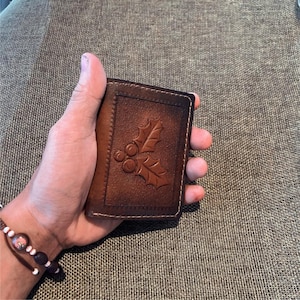 Billetera triple personalizada, billetera de cuero, billetera de cuero personalizable con cadena, perfecta para el Día del Padre, regalos de cumpleaños.