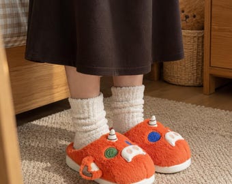 Kapcie Zelda Bokoblin, Pluszowe kapcie Hyrule, Pomarańczowe kapcie domowe Monster, Wygodne kapcie dla graczy, Prezent dla fana Zeldy