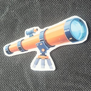 Telescope Sticker – Astronomy Vinyl Decal – Stargazing Telescope Sticker – Space Lover Gift – Celestial Journal Laptop Decor