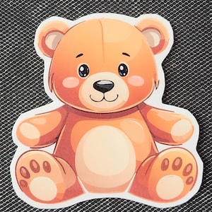 Cute Teddy Bear Sticker | Kawaii Bear Vinyl Decal | Laptop, Water Bottle, Scrapbook