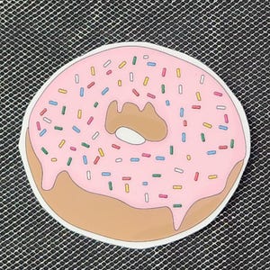 Pink Frosted Doughnut Vinyl Sticker – Sweet & Fun Dessert Decal