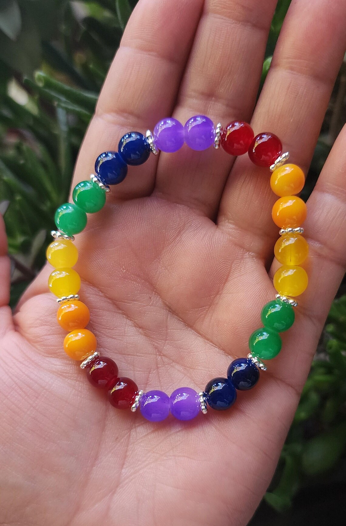Gold Rainbow Stretch Bead Bracelet main image 1