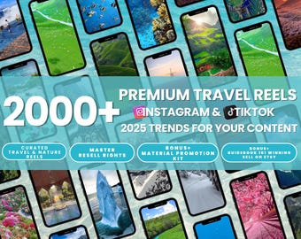 2000+ Travel Reels: Instagram & TikTok Videos, MRR + Promo Kit (Digital Download)