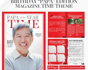 Birthday Papa Magazine Cover: Custom TIME Theme (Canva Template)