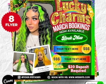 8 March Booking Flyer, March Books, March Madness Flyer, St.Patricks Day Flyer March Book Now, Hair March Lashes Nails Flyer MUA Flyer