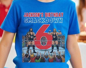 Personalized Wrestling Birthday Shirt, Custom Name Age, Smackdown Tee