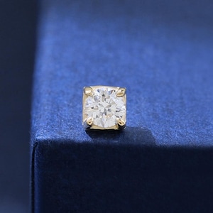 14K Solid Gold Diamond Square Flatback Stud, Real Diamond Earlobe Cartilage Internally Threaded, 14K Helix Conch Tragus Labret Piercing