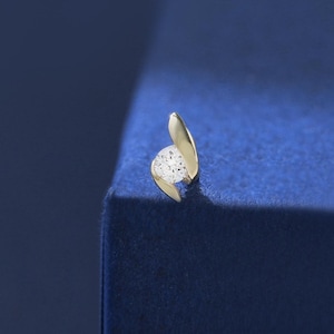 14K Solid Gold Spiral Diamond Screw Flat Back, Real Diamond Cartilage Screw Flat Back Earring, Lobe Conch Helix Tragus Nostril Labret Stud